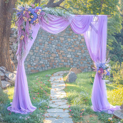 Lavender Wedding Arch Draping Fabric Purple Sheer Wedding Arch Drapes for Ceremo