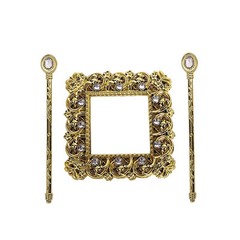 GOLD 2 Square 7″ Baroque Design Plastic CURTAIN TIE Backs Acrylic Crystals Party