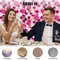6 Pack Artificial Flower Wall Panels 3D Flowers Wall Panel Backdrop for Wedding