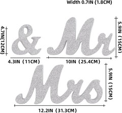 Wedding Sign Set Silver Wood Mr and Mrs & Just Married Banner Decorations