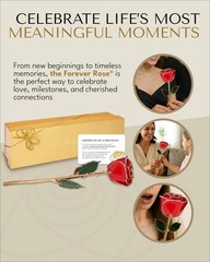 Forever Rose Real Red Rose Dipped in 24K Gold with Gold-Trimmed Petals and St…