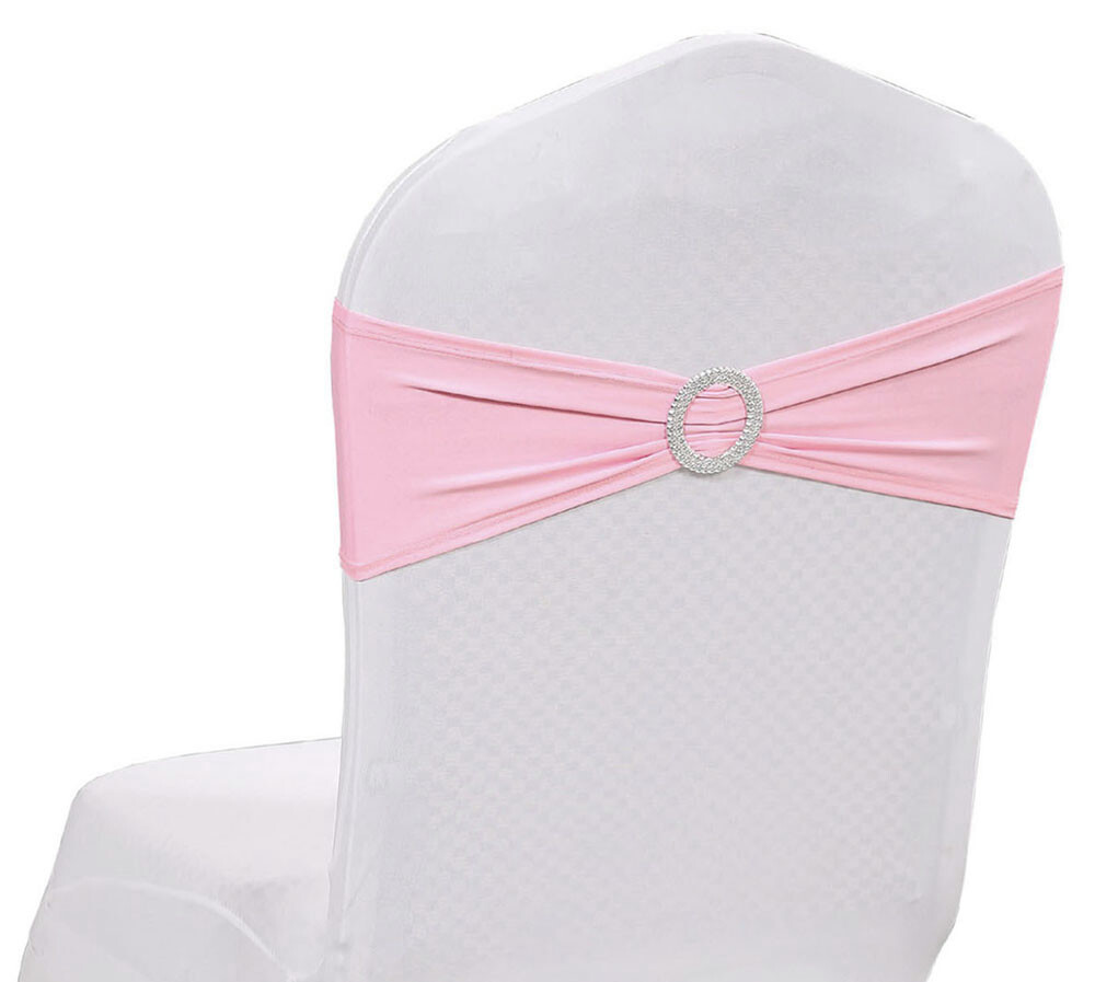 100 Spandex Stretch Chair Cover Sashes Bows for Wedding Party (Pink)~FREE SHIP