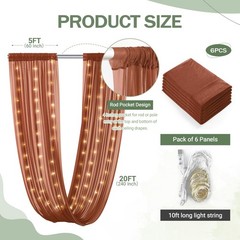 6 Panels Caramel Ceiling Drapes with Lights 60″W x 240″L (Pack of 6),