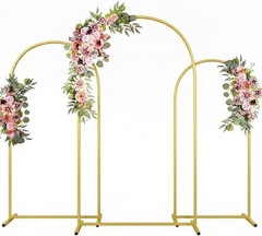 Gold Metal Arch Backdrop Stand for Weddings – Set of 3 Sizes: 7.2FT/6.6FT/6FT