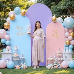 Set of 3 Arch Backdrop Covers(6ft, 5ft, 6FT,5FT,4FT Pink+Light Blue+Lavender