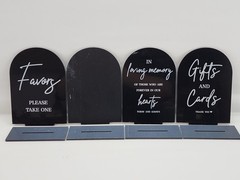 Black Arch Wedding Signs Ceremony and Reception Sign with Stand