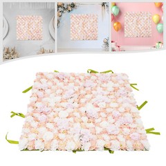 1 × 1M Artificial Flower Wall Panel Silk Rose Hydrangea Backdrop Decor