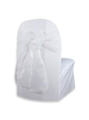 🤍 Lot of 14 Organza Chair Sashes 120″x9″ – White Wedding Party Decor