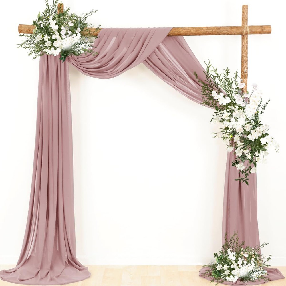1 Panel Dusty Rose Wedding Arch Drapery 6 Yards Long and 30” Wide Sheer Chif…