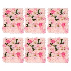 6PCS Pink Artificial Flower Panel Wedding Party Background Floral Decor Wall