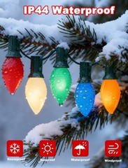 C7 LED Christmas Lights 25Ft Multicolor Christmas String Lights Outdoor with …