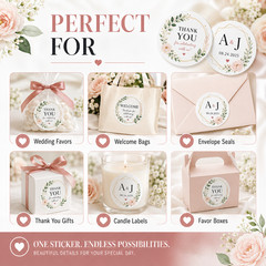 Custom Wedding Stickers Waterproof Vinyl Labels Favors Seals 2-20 Inch
