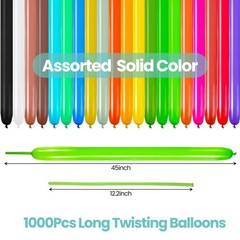 Lenwen 1000 Pcs Long Balloons Bulk 260 Latex Twisting Balloons Decoration for…