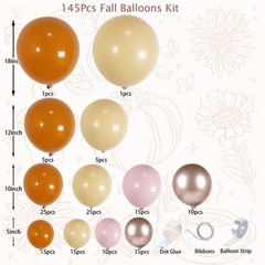 145PCS Fall Pink Balloon Arch Kit – Boho Baby Shower Decorations for Girl,