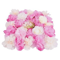 3D Flower Wall Panel-12pcs Artificial Flower Wall Background Silk Rose Wedding