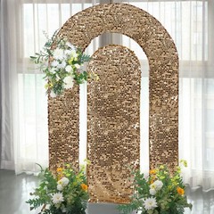 2 GOLD Big Sequin Wedding Arch Backdrop Stand Covers Wedding Events Party