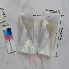12pcs 75mm 1 Hole Faceted Rectangle Crystal Spacer Pendant Lamp Prism Chandelier