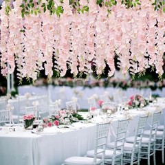 12 PCS Wisteria Hanging Flowers, 3.6ft Fake Wisteria Vines 12 Pack Light Pink