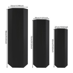 3pcs Hexagonal Display Stand 60/75/90cm Black Exhibitions Wedding Pedestal Stand