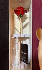 24k Red Gold Plated Rose – with Transparent Stand