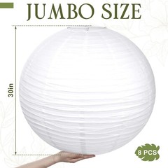 8 Pieces 30 Inch White Jumbo Paper Lanterns Large Hanging Chinese Japanese Pa…