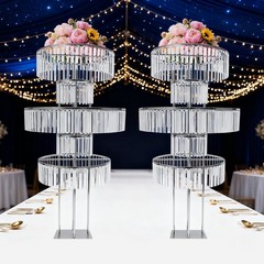 Elegant Wedding Crystal Flower/Cake Pedestal Stands, 61″ (2-Pack) – Party Decor