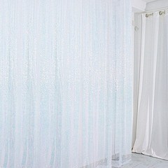 IRIDESCENT BLUE 8 ft x 8 ft Sequined Backdrop Curtain Wedding Party PhotoBooth
