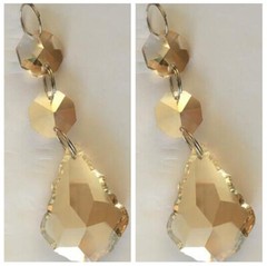 12Pcs 38mm Maple Leaf Chandelier Crystal Prism Parts Drop Pendant Gold Champagne