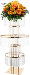5 Tier Acrylic Crystal Flower Stand,Crystal Flower Stand for Wedding Centerpiece