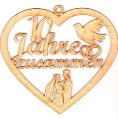 Anniversary 10 Years Together, Wedding Anniversary Dove Wedding Rings Wooden 21cm Gift