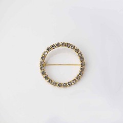 Gold 2 in Round Metal Chair Sash Pin Buckle Rhinestones Party Events Decorations