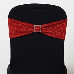 10 Red Glittered Spandex CHAIR SASHES Wedding Party Reception Decorations SALE