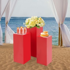 Red Metal Display Pedestal Stands Metal Pedestal Stands 3PCs Square Stands Set