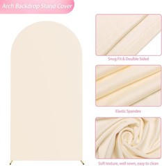 Versatile 6.6FT Spandex Wedding Arch Cover for Parties and Ceremonies in Beige