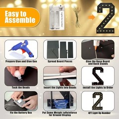 4FT Marquee Light Up Numbers, Black Giant Marquee Number Big Mosaic Number fo…