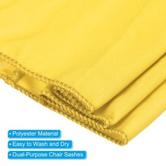 25Pcs 14″x5″ Stretch Chair Sashes Bows Chair Bands Sash with Buckle Yellow