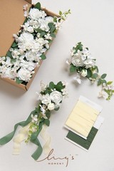 8pcs Wedding Aisle Pew Flowers Chair Decorations – White & Sage Green Arrangemen