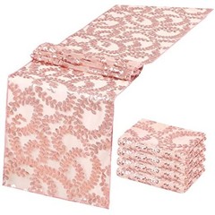 Sequin Table Runners 5 Pieces Table Runners 12″x72″ – 5pcs Rose Gold Flower