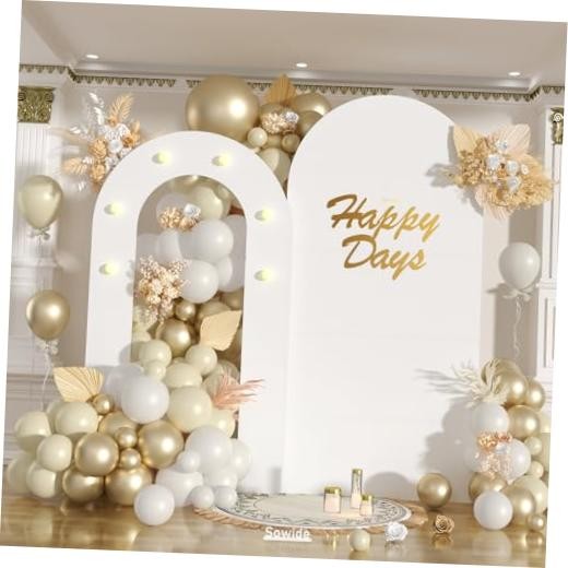 White Arch Backdrop Stand with Lights, Balloon Arch Frame Party Decoration |