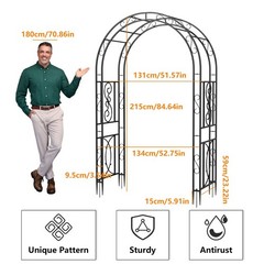 Metal Garden Arch w/ Ground Spikes Climbing Plant Support Trellis Wedding Decor