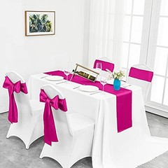 10-Pack Satin Table Runner 12 x 108 Inch Long Fuchsia 12″x108″ 10PCS Hot Pink