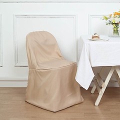 6 Nude Polyester FOLDING CHAIR COVERS Wedding Banquet Reception Decorations