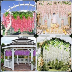 12 PCS Wisteria Hanging Flowers, 3.6ft Fake Vines Artificial Wisteria Garland