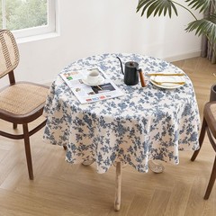 Cotton Linen Round Tablecloth – Pastoral Floral Tablecloth Washable Table Clo…