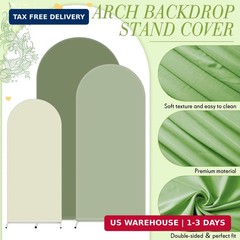VitalCozy Set of 3 Wedding Arch Cover 4ft, 5ft, 6ft Fabric Arch Backdrop Cover D