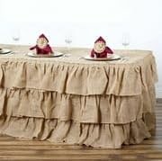 Efavormart 3 Tier Rustic Elegant Ruffled Burlap Table Skirt for Kitchen Dining