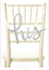 NEW Kate Spade New York Silver Glitter “His Hers” Bridal Chair Signs