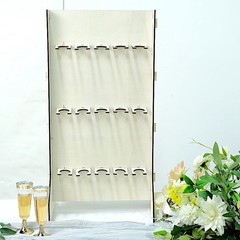 3-Tier GOLD Rectangular Wooden Champagne GLASS HOLDER Stand Party Decorations