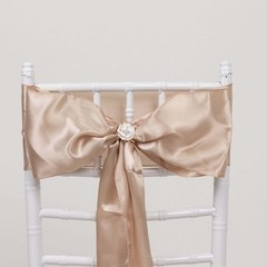 10 WHITE Pearl Floral Metal Chair SASH PIN Buckles GOLD Rim Party Decorations