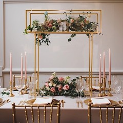 48″ GOLD Metal Rectangular Top FLOWER STAND Centerpiece Party Events Decorations